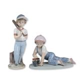 2pc Lladro Collectors Society Porcelain Figurines, All Aboard 01007619 & Can I Play? 01007610