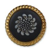 Gold Plated Wedgwood Black Jasperware Ceramic Medallion Brooch