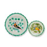 2pc English Staffordshire Pearlware Hand-Painted Peafowl Saucers