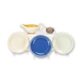 5pc Wedgwood Etruria Lidded Salt Cellar, Susie Cooper Sauce Boat, and Weekday Weekend Plates