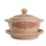 Wedgwood Style English Neoclassical Caneware Lidded Tureen with Affixed Plate