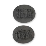2pc Gordon Elliott Black Basalt Oval Plaques