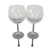 Pair of Ricci Cut Crystal Balloon Wine Glasses