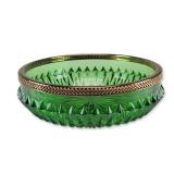Emerald Green Cut Glass Metal Mounted Bowl