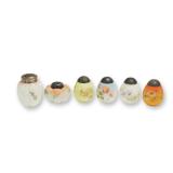 A Collection of Six Mt. Washington Enameled Art Glass Salt Shakers