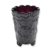Victorian Pressed Glass Mini Footed Vase Amethyst Ivy Pattern