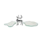 3pc Swarovski Silver Crystal Reindeer Figurine with Ice Floe Display Bases