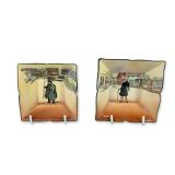 2pc Royal Doulton Dickens-ware Square Dishes