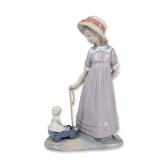 Lladro Porcelain Figurine, Girl With Toy Wagon 01005044
