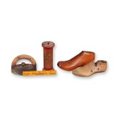 5pc Cobbler Implements including Wood Forms, Spool, & More