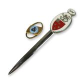 2pc Desk and Personal Accessories Including an Enameled Heraldic Letter Opener and a C.R. Rubin
