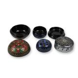 A Trio of Burmese Hand Decorated Lacquerware Boxes