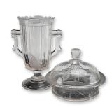 2pc Bryce Higbee Paneled Vase and Covered Dish