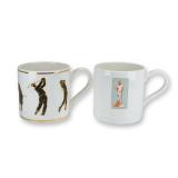 2pc Wedgwood Bone China Golf-Themed Mugs