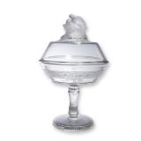 EAPG Compote w/ Lid Frosted Kissing Love Birds Finial