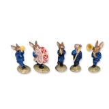 5pc Royal Doulton Bunnykins Blue Oompah Band Figurines