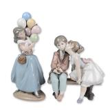 2pc Lladro Glazed Porcelain Figurines, Ten and Growing 01007635 & Balloons for Sale 01005141