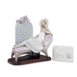 2pc Lladro Porcelain Figurines, Garden of Dreams 01007634 with Base and CS Plaque