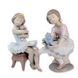 2pc Lladro Glazed Porcelain Figurines, First Performance 01006763 and Best Friend 01007620