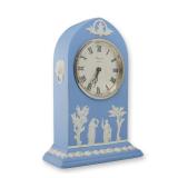 Wedgwood Blue Jasperware Lancet Mantel Clock with Baronet of London Movement