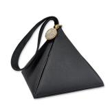 Carey Adina NYC Black Satin Pyramid Wristlet Bag