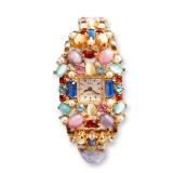 Vintage Pedre 17 Jewels Swiss Watch with Multi Colored Stones