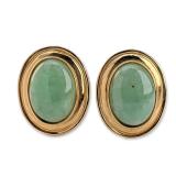 14K Yellow Gold Jade Cabochon Earrings