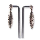 Pair of John Hardy Sterling Silver Kali Pebble Marquise Drop Earrings