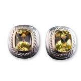 Pair of David Yurman Sterling Silver and 14K Yellow Gold Albion Citrine Earrings