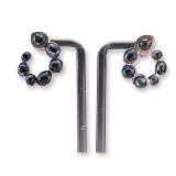Ippolita Rock Candy Sterling Silver Blue Topaz and Diamond C-Shape Hoop Earrings
