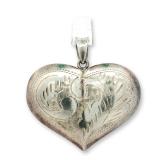 Sterling Silver Etched Puffy Heart Pendant