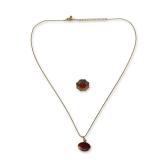2pc Ryujukai Gold-Tone Necklace and Lapel Pin