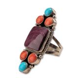 Diane Wylie Navajo Sterling Silver Multi-Stone Ring