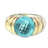 David Yurman Sterling Silver and 14K Blue Topaz Ring