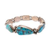 Federico Jimenez Sterling Silver Turquoise Link Bracelet