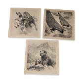 3pc Vintage Reinhold H. Palenske of Western Art Lithographs