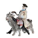 Meissen Attributed to J.J. Kaendler Porcelain Sculpture, Tailor On Billy Goat