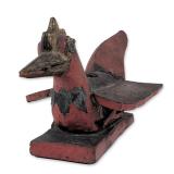 Antique Polychrome Wood Folk Art Bird Architectural Sculpture