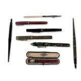 Collection of Eight Vintage Writing, Drafting, Instruments and More