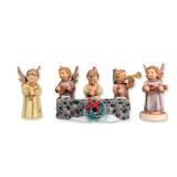 Collection of Six Goebel Hummel Bisque Porcelain Angel Musician Figures