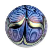 Steven Correia Iridescent Pulled Feather Art Glass Paperweight