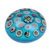 Clichy France Antique Opaque Aqua Ground Millefiori Paperweight