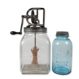 2pc Dazey No. 60 Glass Churn and Ball Mason Jar