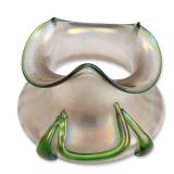 Loetz Inspired Art Nouveau Cuspidor Glass Vase