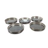 Set of Five Webster Co. Sterling Silver and Etched Glass Coasters