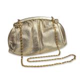 Judith Leiber Metallic Gold Leather Clutch