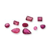 Collection of Nine Mixed Cut Loose Rubellite Gemstones