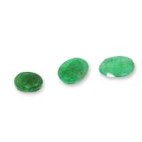 Trio of Oval Cut Loose Emeralds
