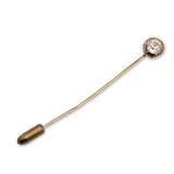 14K Yellow Gold White Sapphire Stick Pin