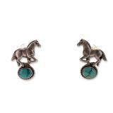 Pair of Sterling Silver Turquoise Horse Earrings